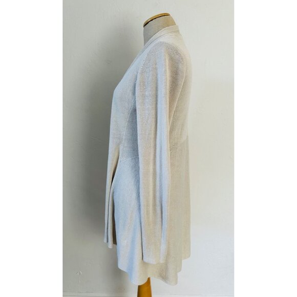 Eileen Fisher Women's SZ Small Gray Beige 100% Linen Open Front Cardigan - Picture 3 of 9